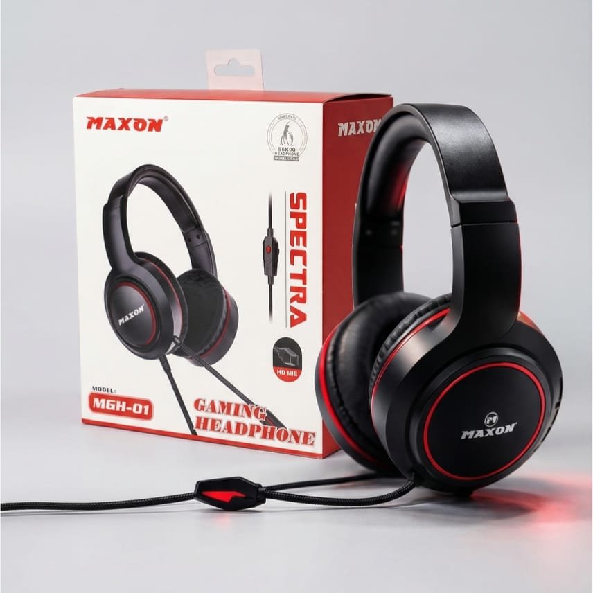 MAXON Spectra Gaming Headphone MGH-01 | Over-Ear Headset With HD Mic | Deep Bass Stereo | Comfort Fit | For Gaming, PUBG, Mobile, PC, Laptop